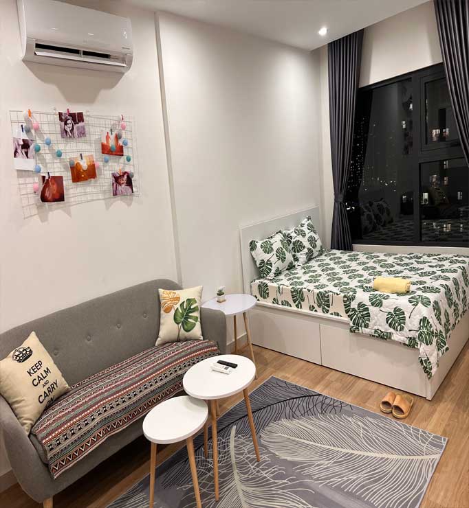 Phòng khách hiện đại ấm cúng – Homestay S2.03 Vinhome Grand Park Romantic Stay Airbnb Quận 9