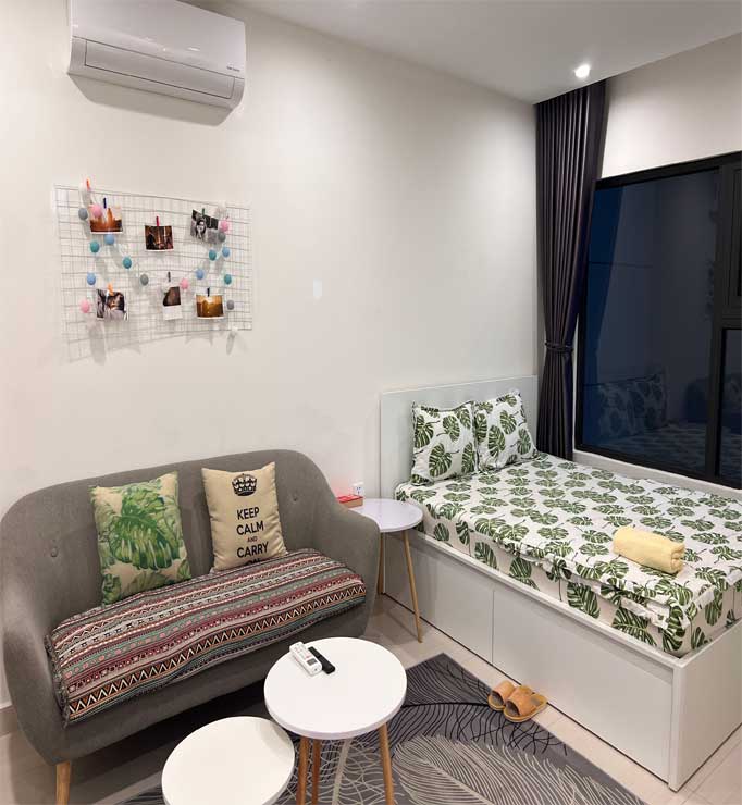 Phòng ngủ Airbnb Vinhome Grand Park Quận 9 ấm cúng