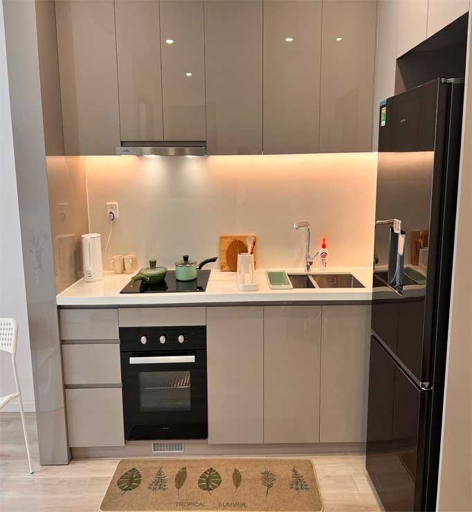 fully-equipped-apartment-kitchen Fully equipped apartment kitchen with modern appliances